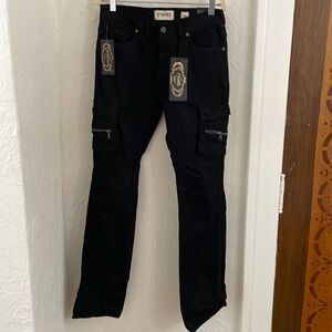 FWRD DENIM Kids True Stacked Denim Cargo Jeans Size 14 in Jet Black